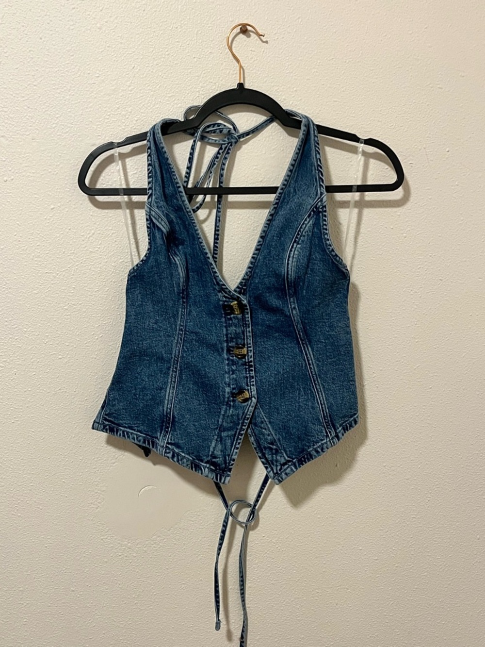 Denim Halter Vest - Blue Women Jeans Tope
